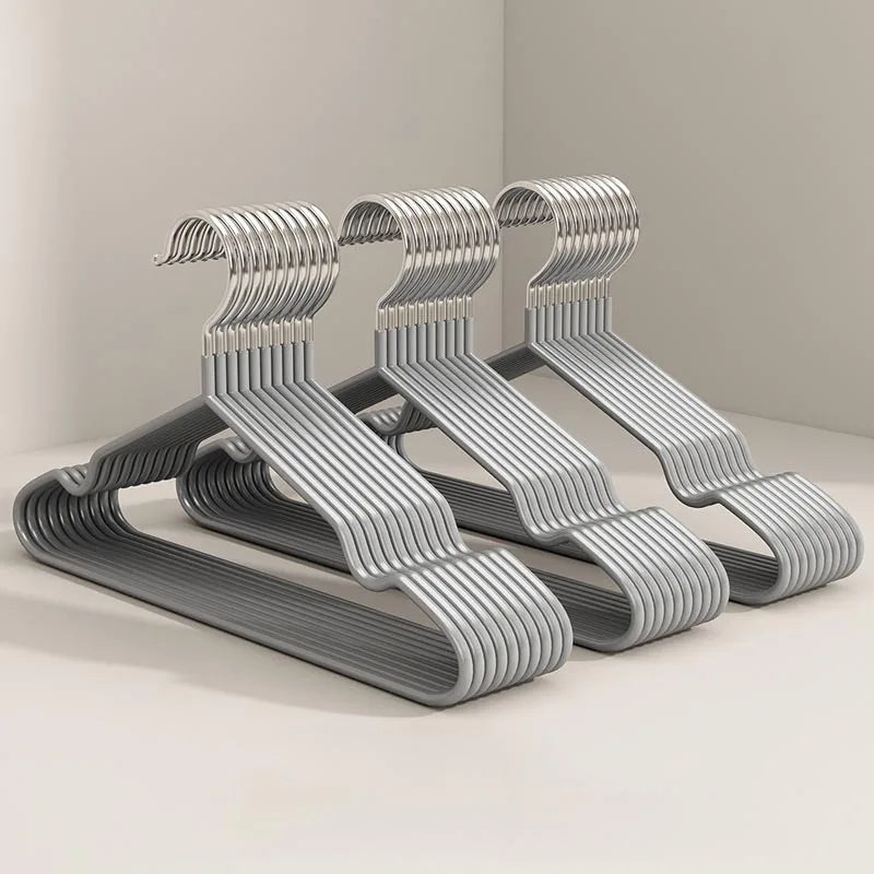 10-Pack Metal Traceless Hangers: Non-Slip, Heavy-Duty Space Savers for Bedroom Closets