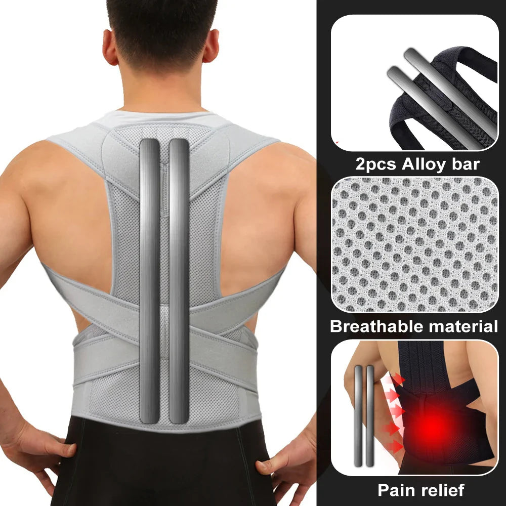 Adjustable Upper Back Posture Corrector Brace – Clavicle Support Shoulder Strap for Back Straightening and Posture Improvement