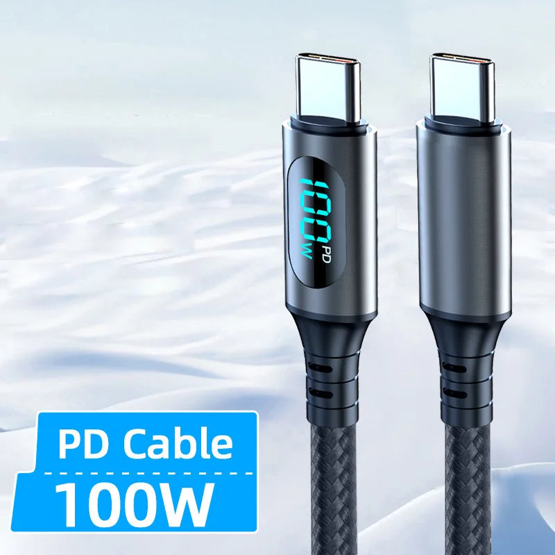 Fast Charge Cable LED Digital Display Nylon Cord Data Transmission