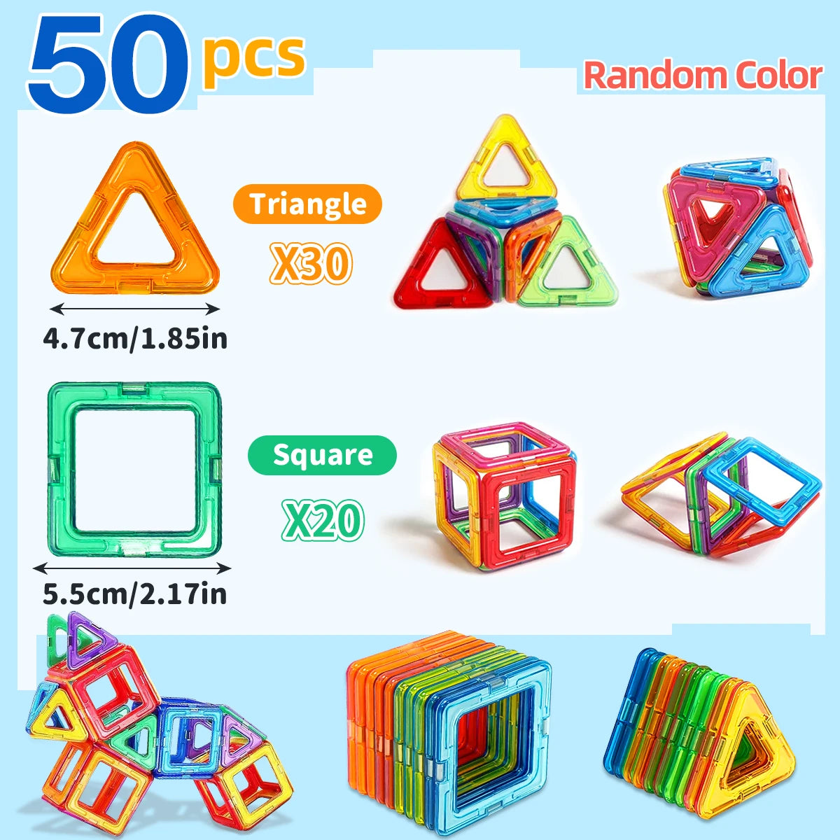 Magnetic Building Blocks DIY Magnets Toys medium size STEM Toys Construction Toys Learning Educational Magnet Toys