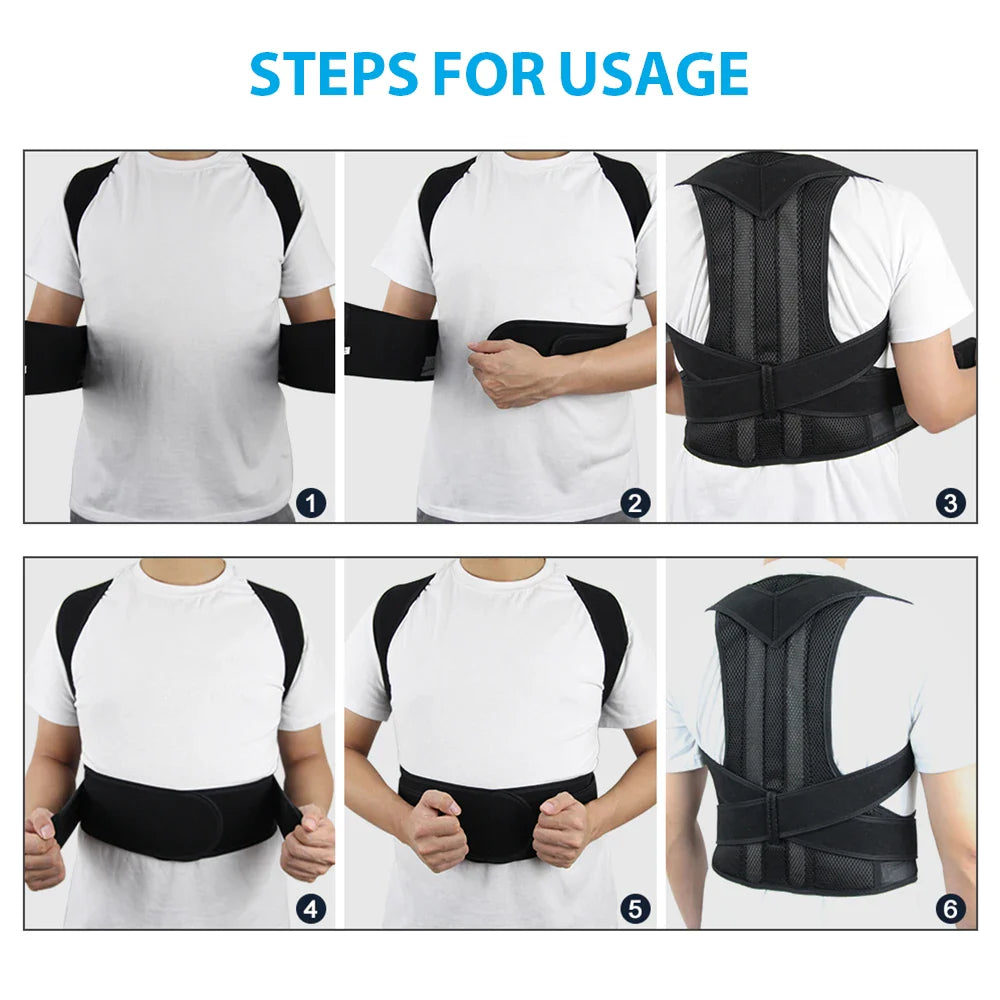 Adjustable Upper Back Posture Corrector Brace – Clavicle Support Shoulder Strap for Back Straightening and Posture Improvement