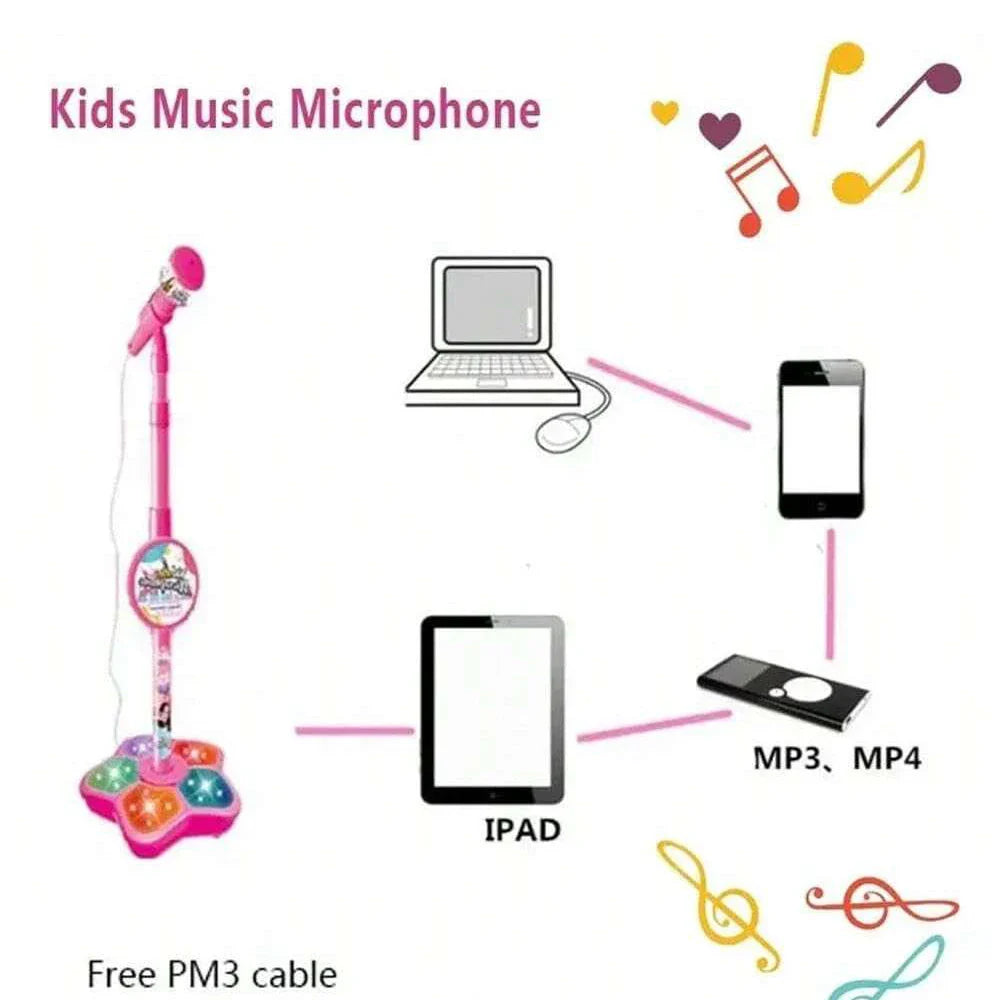 Kids Karaoke Microphone Stand with LED Lights