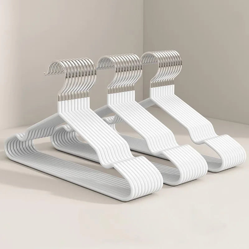 10-Pack Metal Traceless Hangers: Non-Slip, Heavy-Duty Space Savers for Bedroom Closets