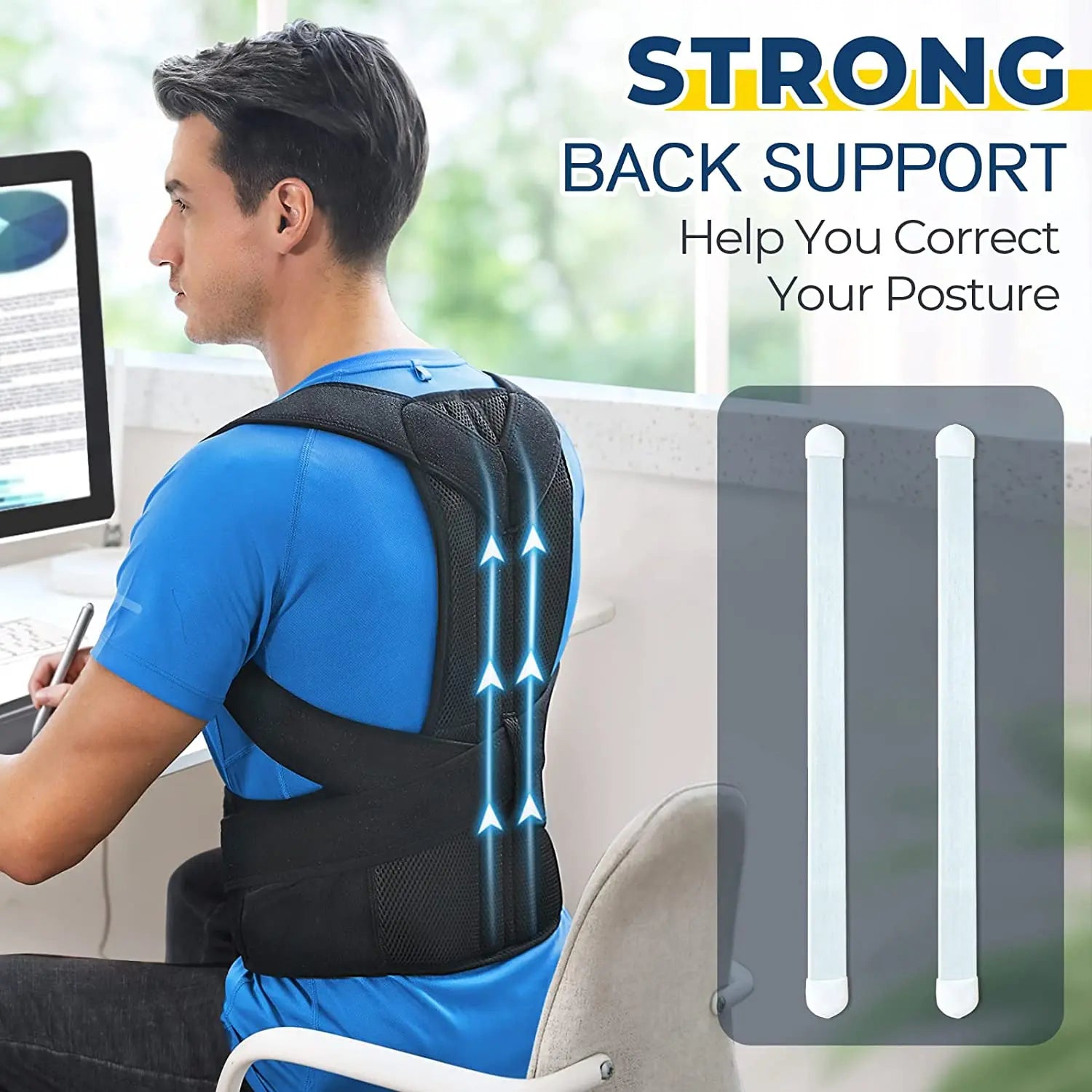 Adjustable Upper Back Posture Corrector Brace – Clavicle Support Shoulder Strap for Back Straightening and Posture Improvement