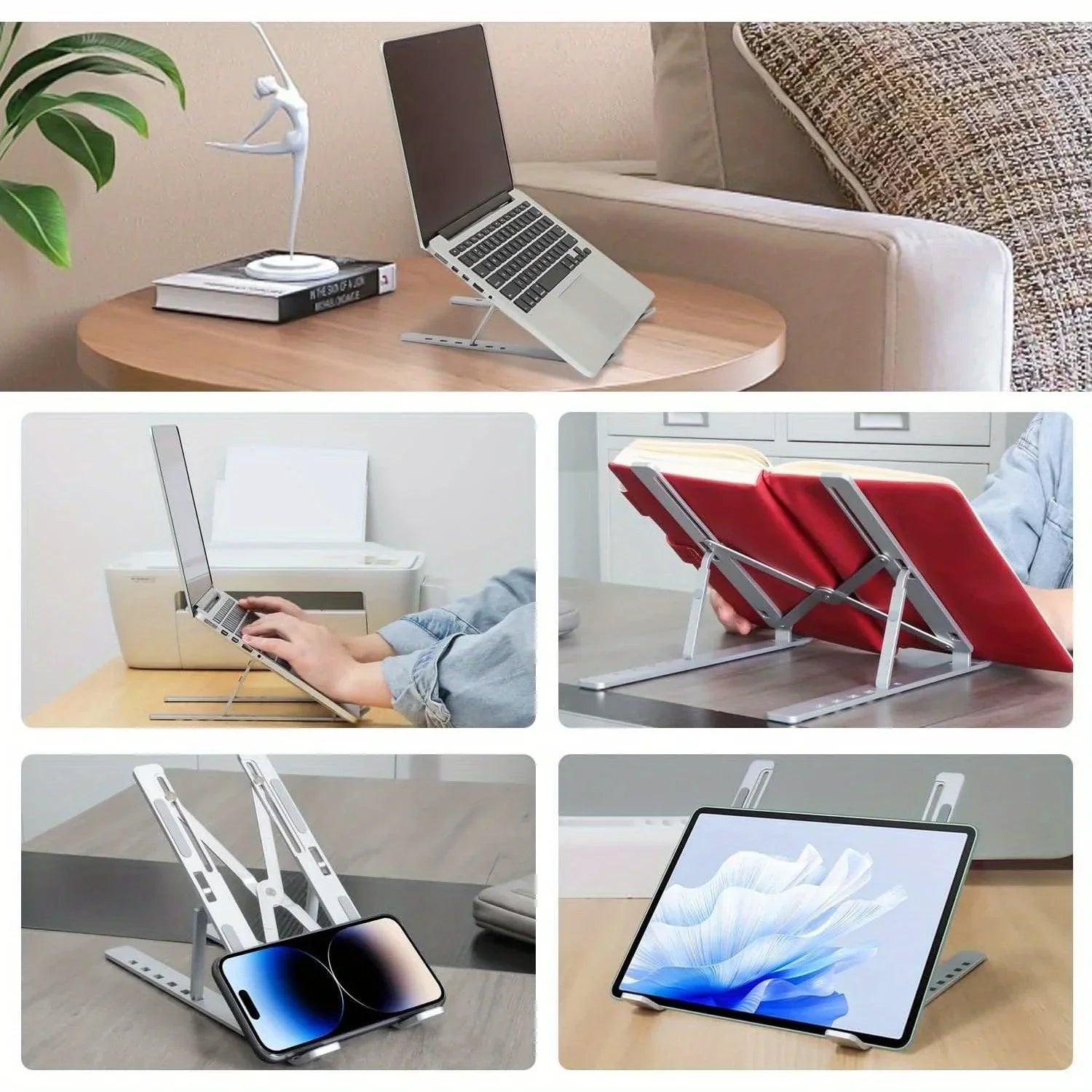 Laptop Stand Adjustable Aluminium 6-Level Foldable Portable 8-16 Inch