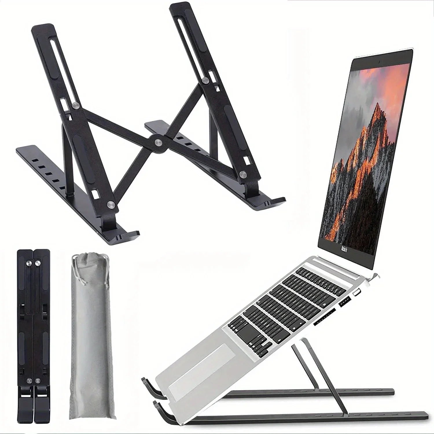 Laptop Stand Adjustable Aluminium 6-Level Foldable Portable 8-16 Inch