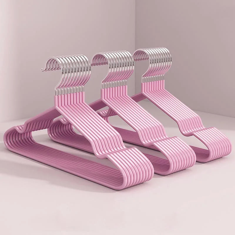 10-Pack Metal Traceless Hangers: Non-Slip, Heavy-Duty Space Savers for Bedroom Closets
