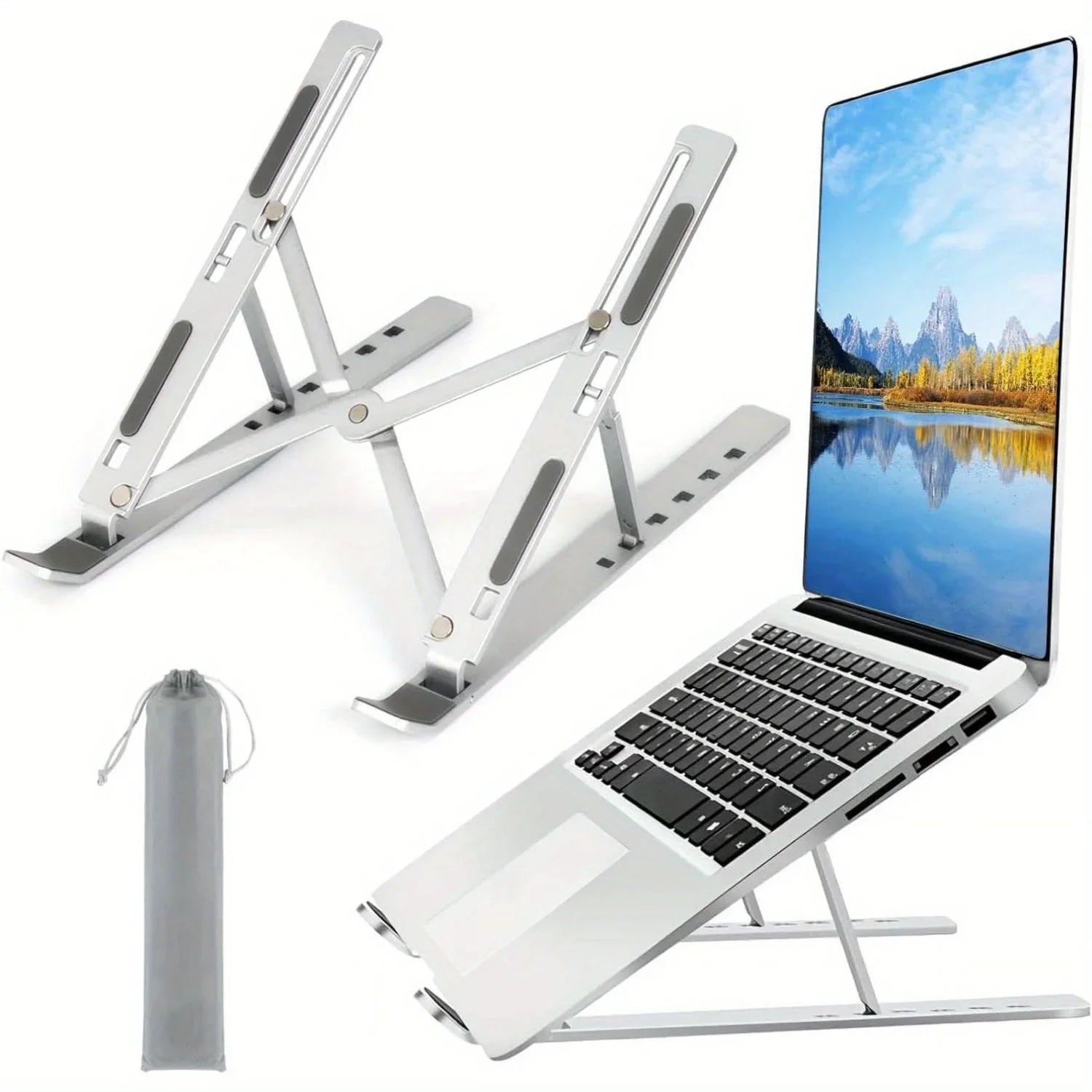 Laptop Stand Adjustable Aluminium 6-Level Foldable Portable 8-16 Inch