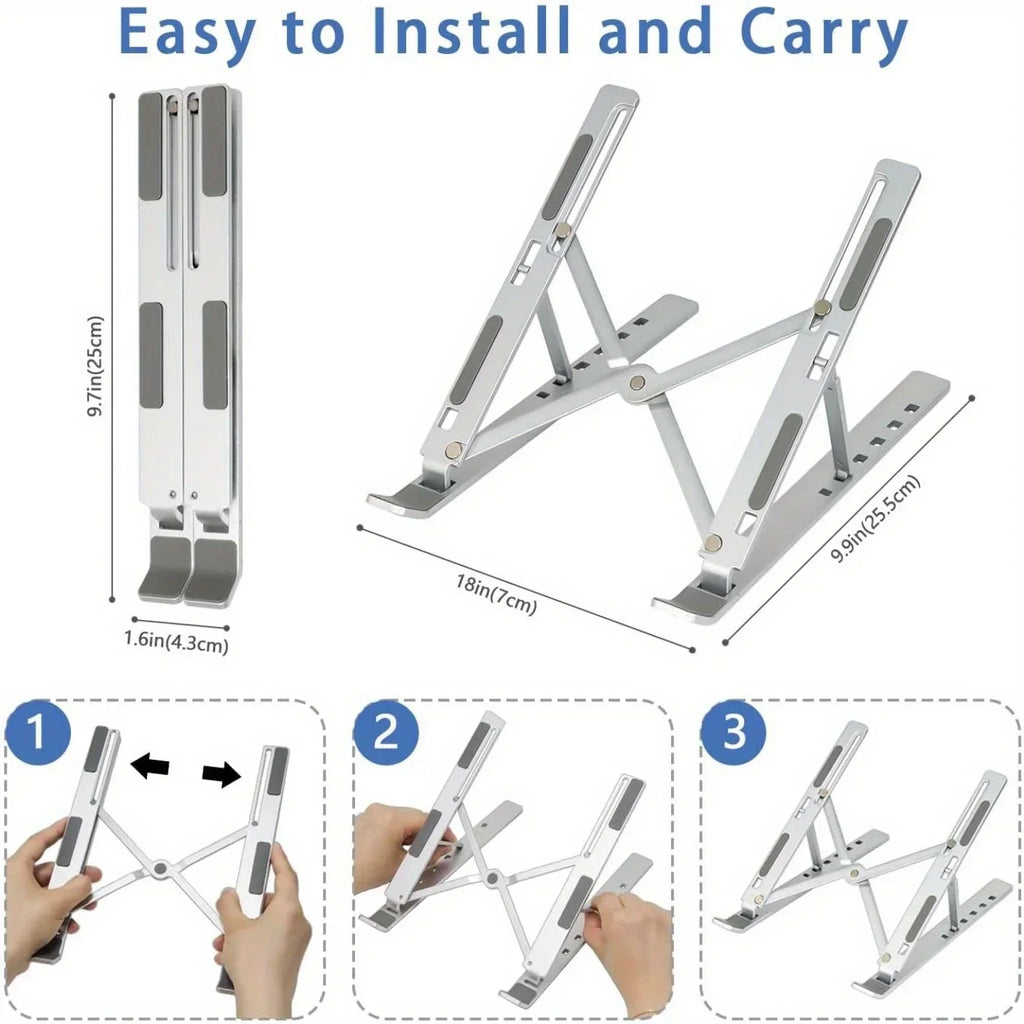 Laptop Stand Adjustable Aluminium 6-Level Foldable Portable 8-16 Inch