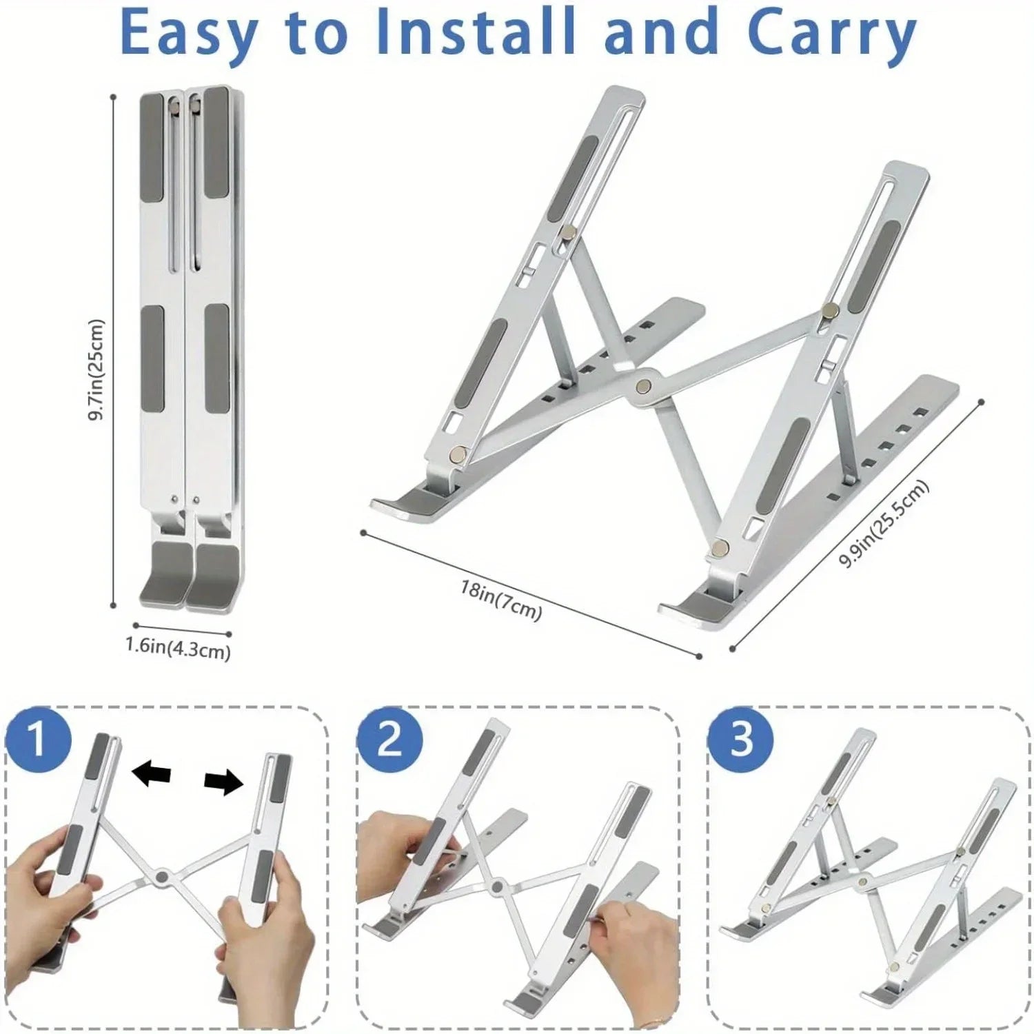 Laptop Stand Adjustable Aluminium 6-Level Foldable Portable 8-16 Inch