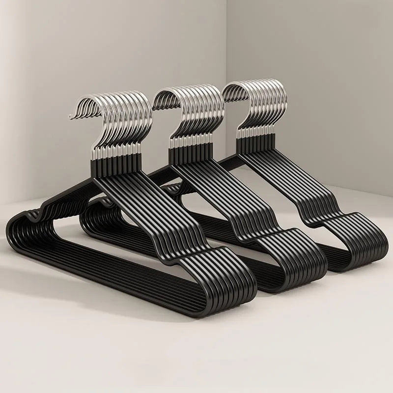 10-Pack Metal Traceless Hangers: Non-Slip, Heavy-Duty Space Savers for Bedroom Closets