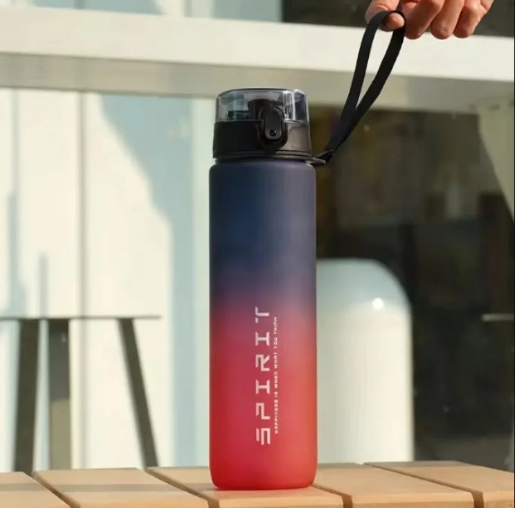 1 Liter Large Capacity Sports Water Bottle Leak Proof Colorful Plastic Cup Drinking Outdoor Travel Portable Gym Fitness Jugs