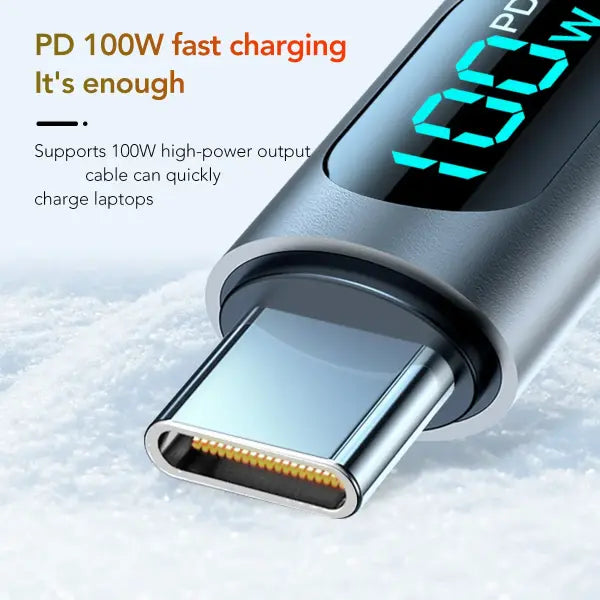 Fast Charge Cable LED Digital Display Nylon Cord Data Transmission
